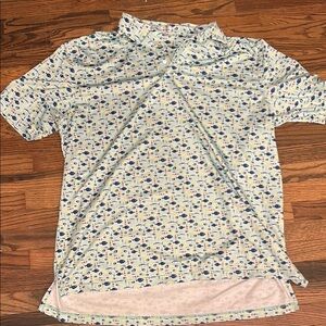 Peter Millar Blue and White Polo with Relaxed Fit